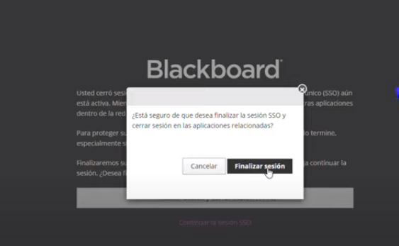 panel cerrar y finalizar sesion senati blackboard