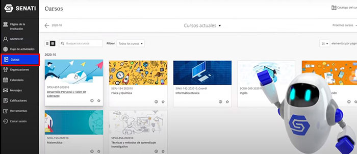 panel cursos del blackboard senati